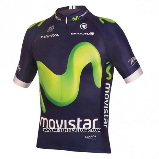 2016 Maillot Ciclismo Movistar Vert et Bleu Manches Courtes et Cuissard